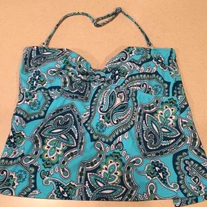 Delia*s tankini swim top halter blue paisley XL